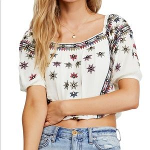 NWT Free People Aurura Embroidered Top
